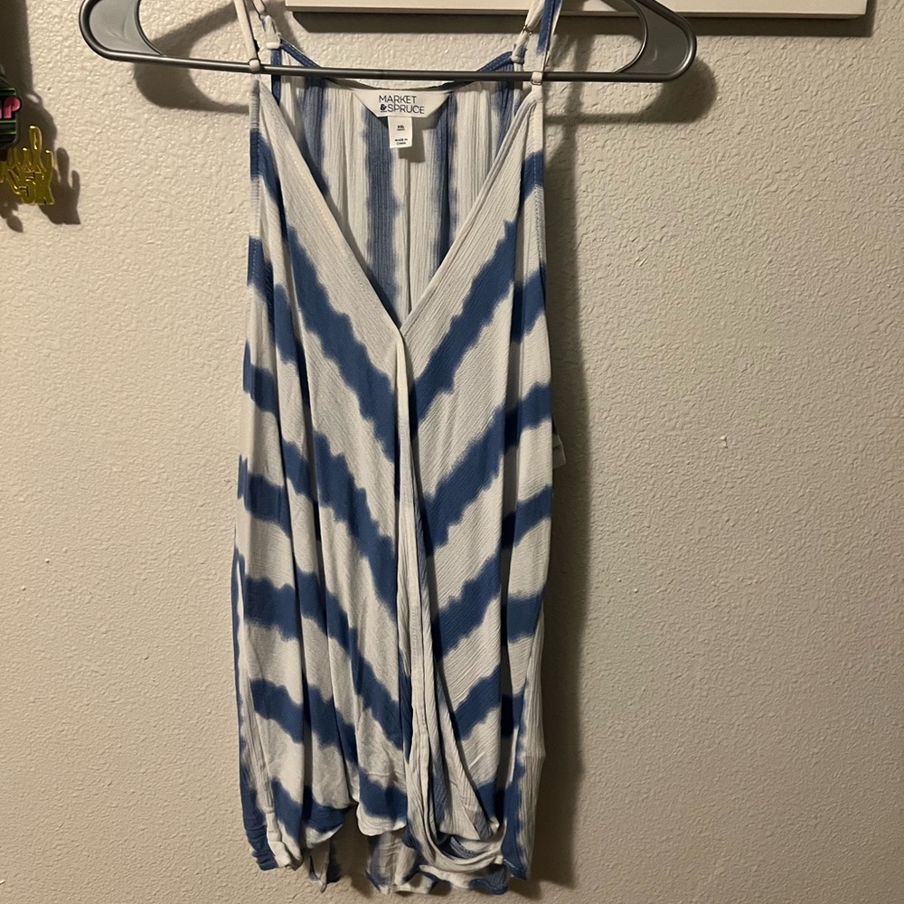 Blue and White Striped Tank Top